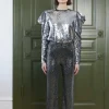 Stella Nova Winnie Glitter Pants - Silver Fracture | Trousers And Playsuits