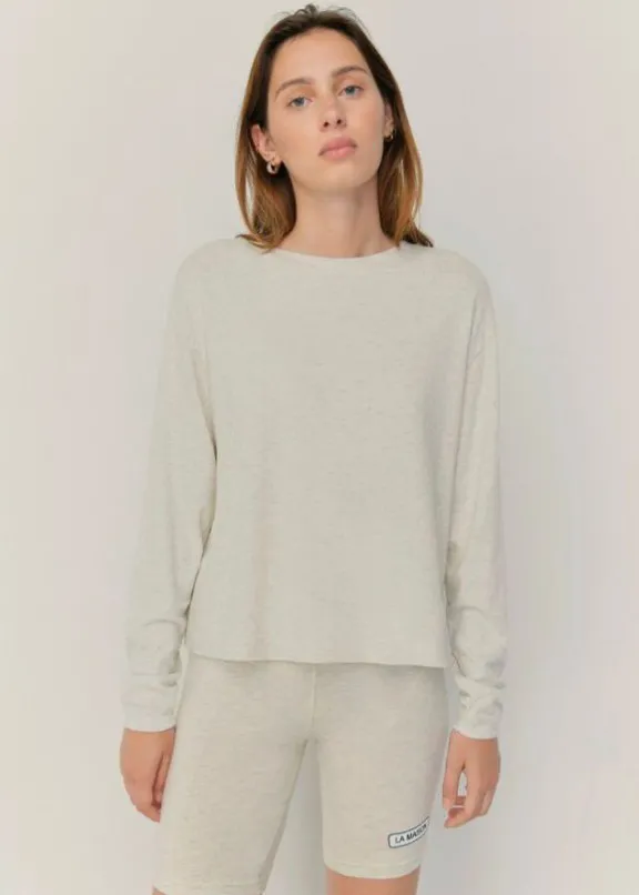 ypaywood_long_sleeve_top__3-1.webp American Vintage Ypaywood Long Sleeve Top - Heather Grey | Shirts And Tops